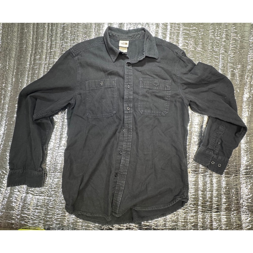 The North Face Mens Black Long Sleeve Flannel Button Down Shirt Large L